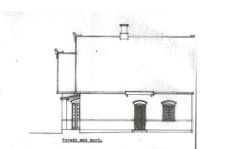 Facaden mod nord - gammel tegning